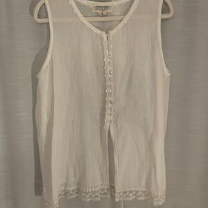 Victoria's Secret White Sleeveless Ruffled Blouse